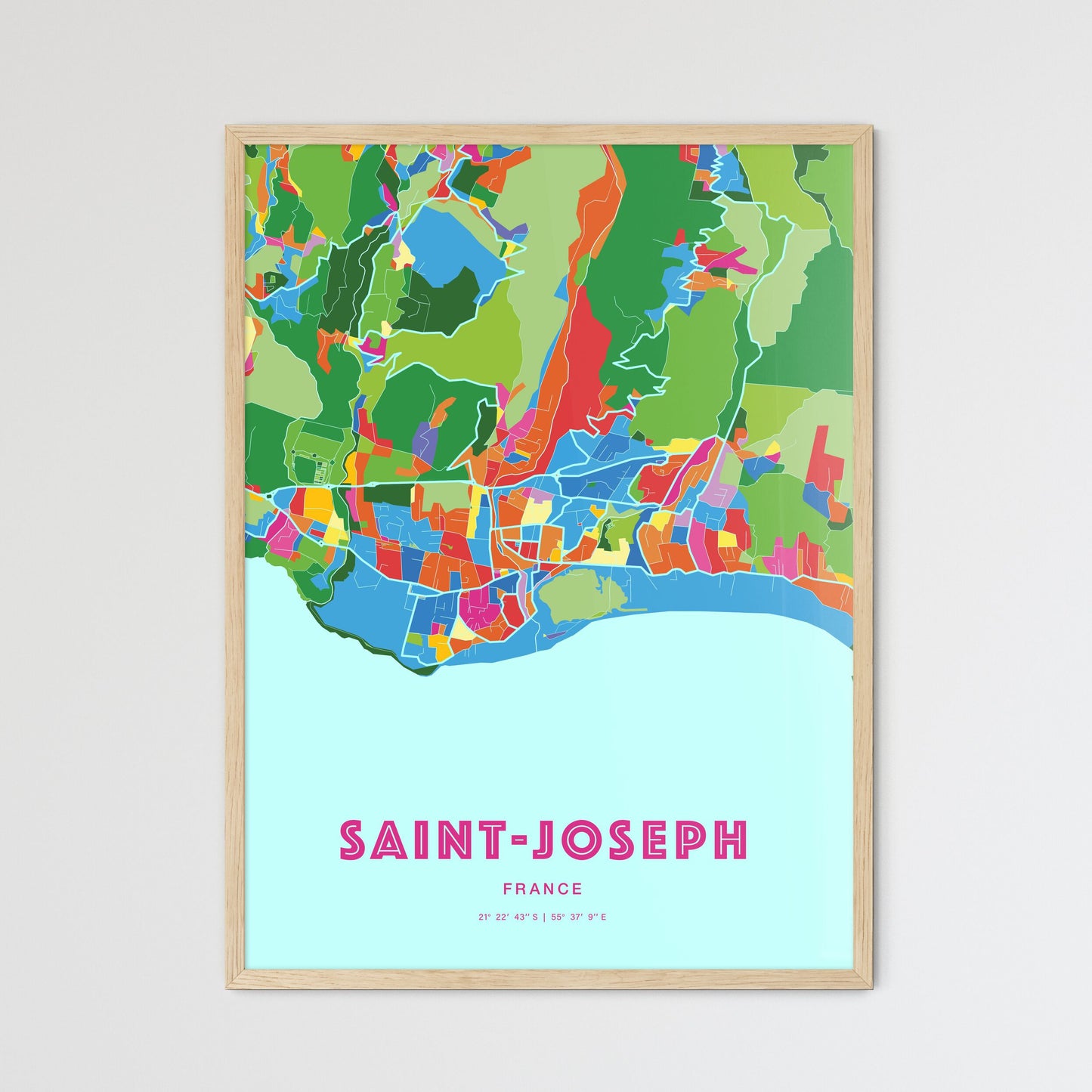 Colorful SAINT-JOSEPH FRANCE Fine Art Map Crazy Colors