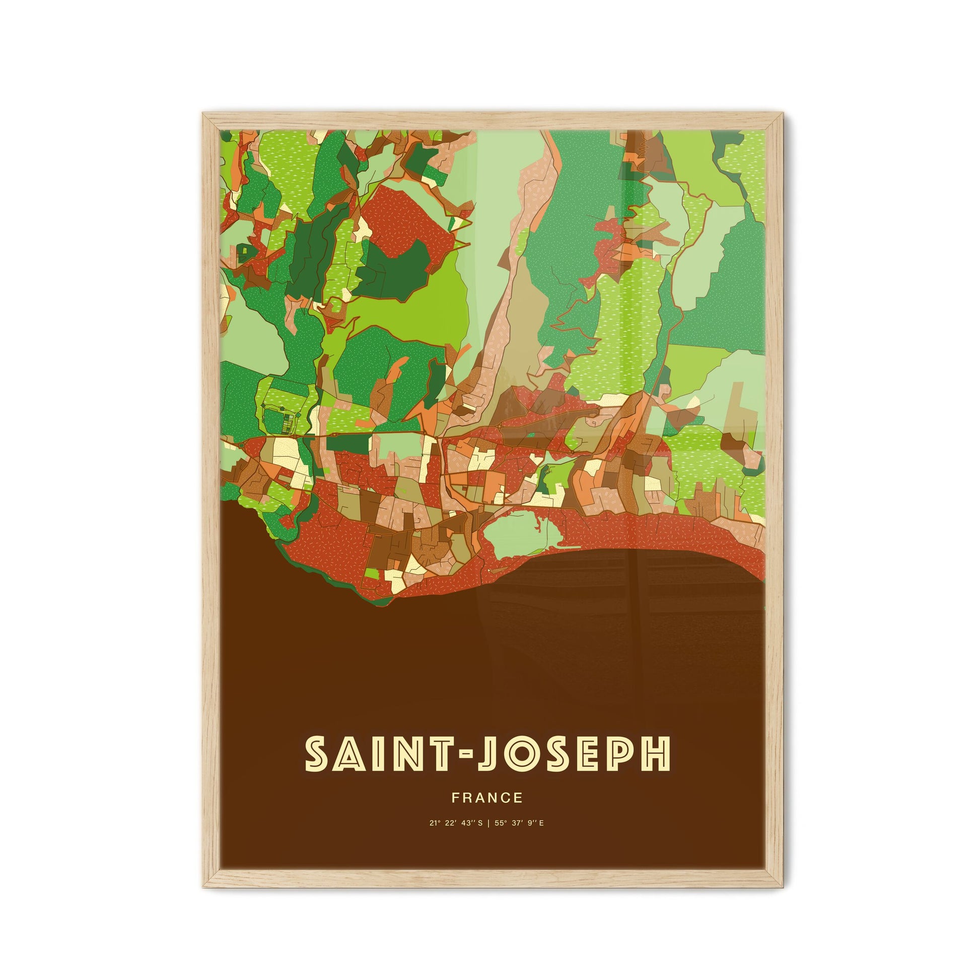 Colorful SAINT-JOSEPH FRANCE Fine Art Map Farmhouse