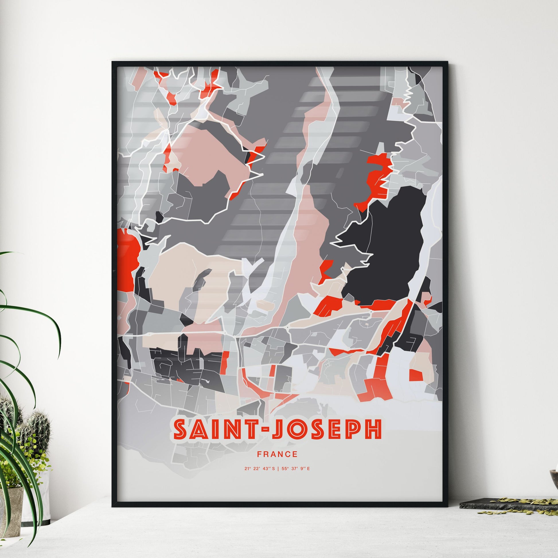 Colorful SAINT-JOSEPH FRANCE Fine Art Map Modern