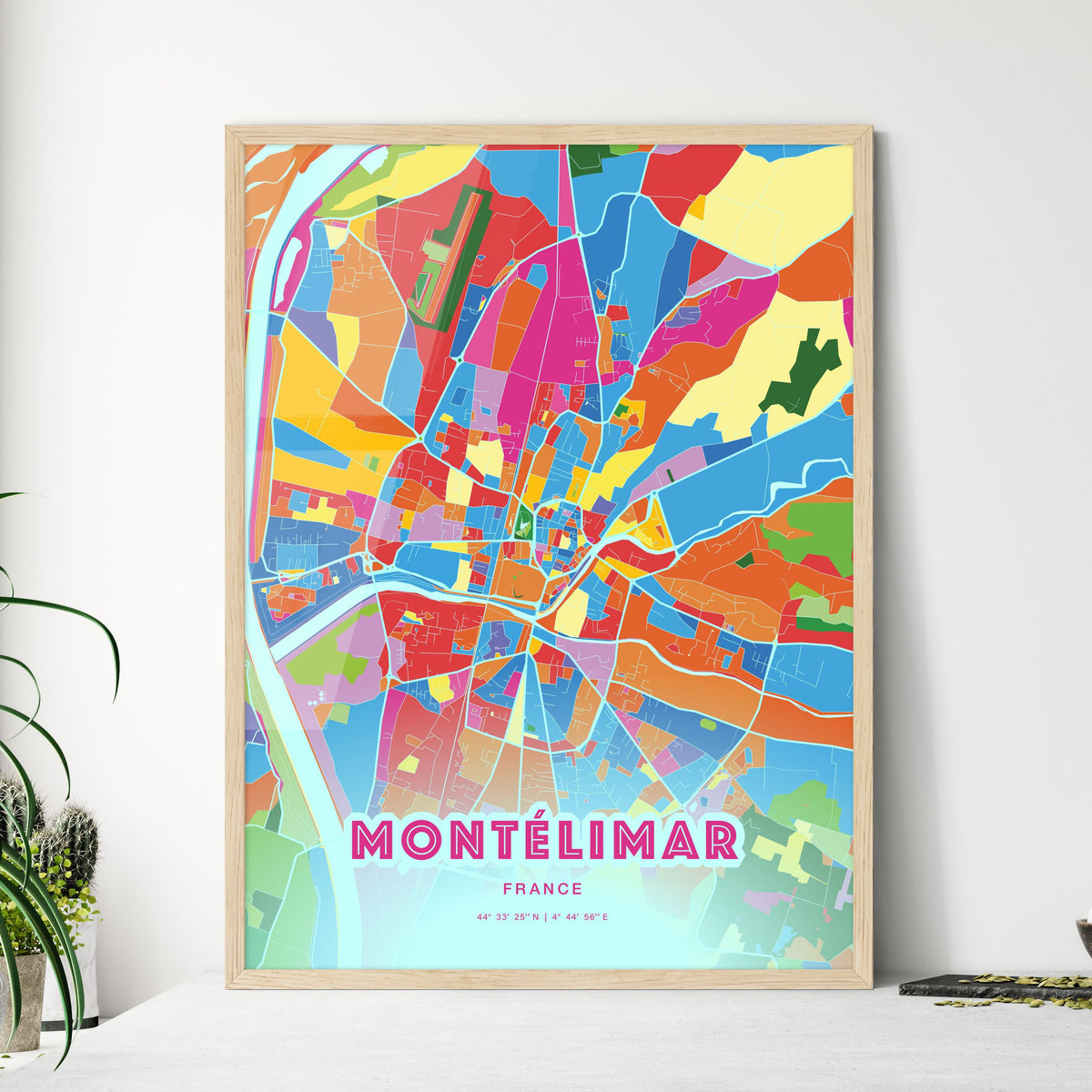 Colorful MONTÉLIMAR FRANCE Fine Art Map Crazy Colors