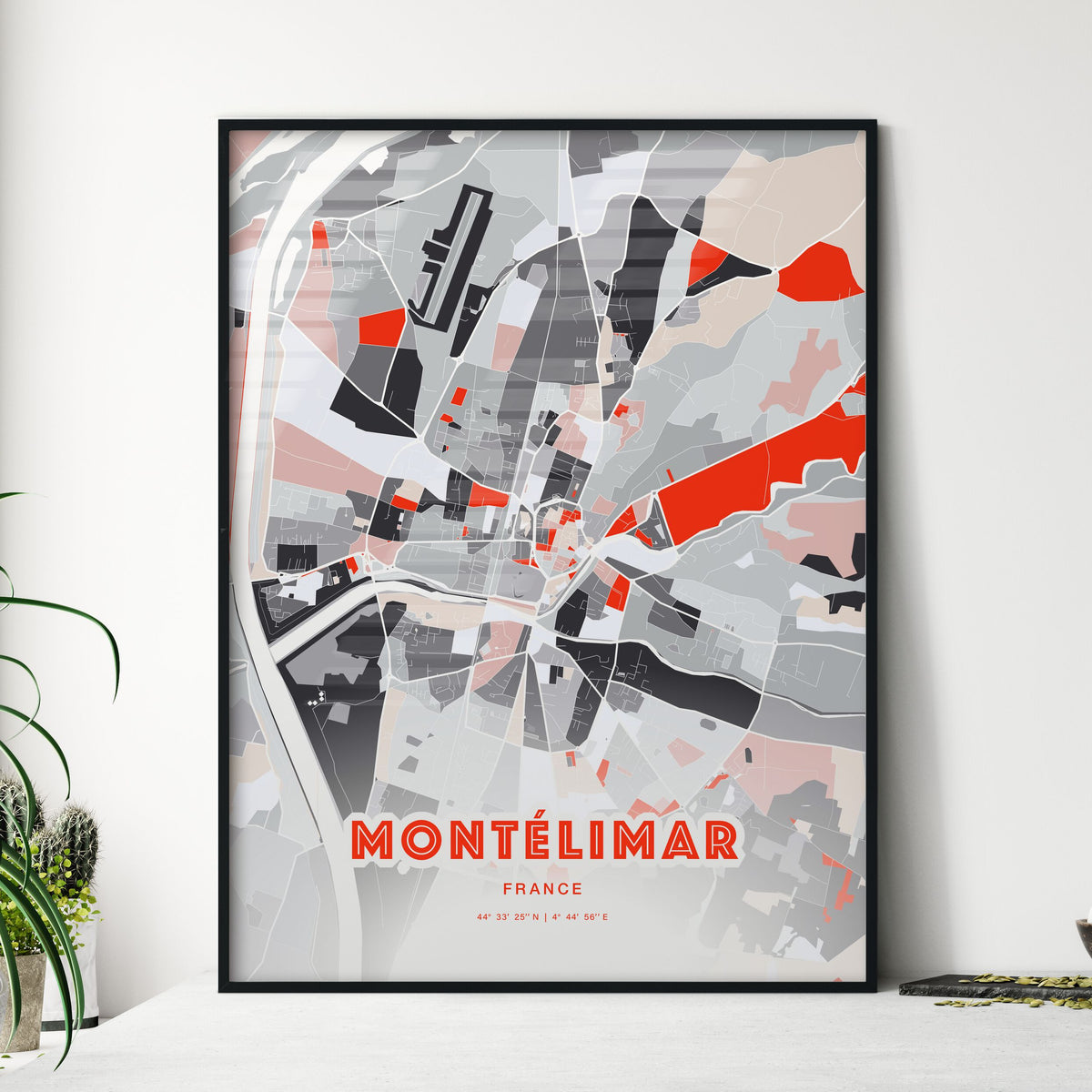 Colorful MONTÉLIMAR FRANCE Fine Art Map Modern