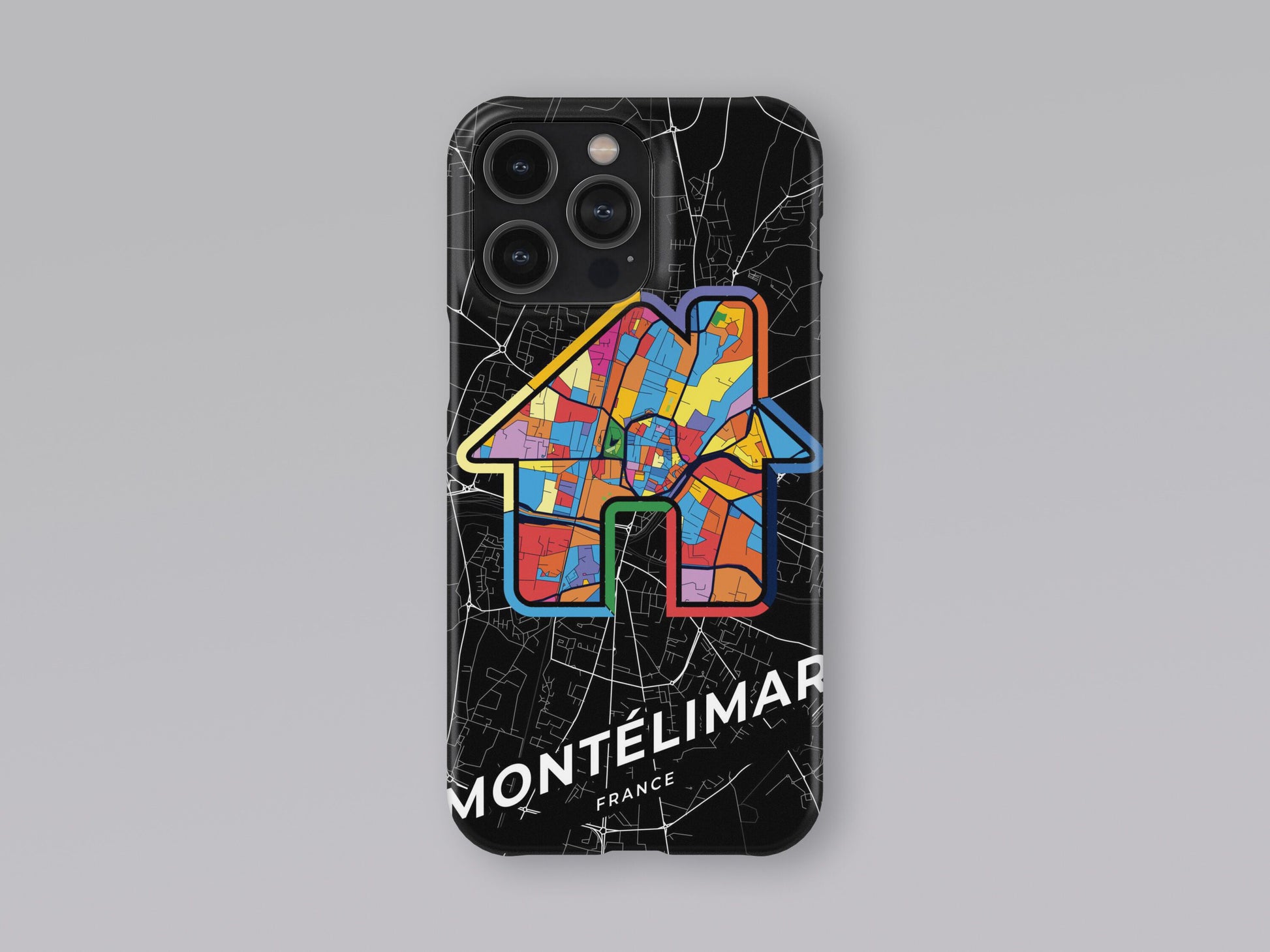 Montélimar France slim phone case with colorful icon. Birthday, wedding or housewarming gift. Couple match cases. 3