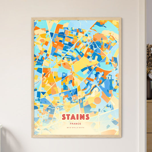 Colorful STAINS FRANCE Fine Art Map Blue Orange