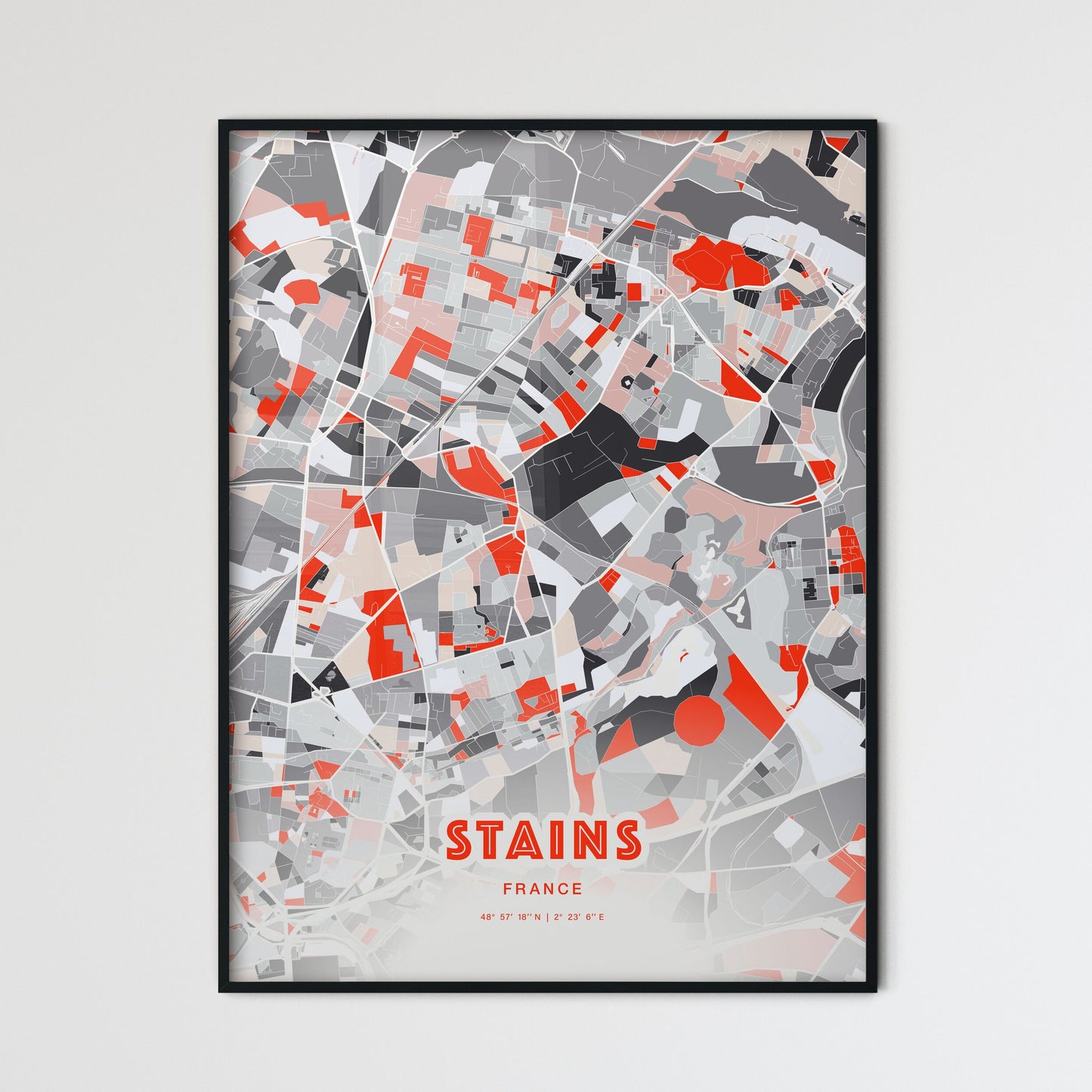 Colorful STAINS FRANCE Fine Art Map Modern