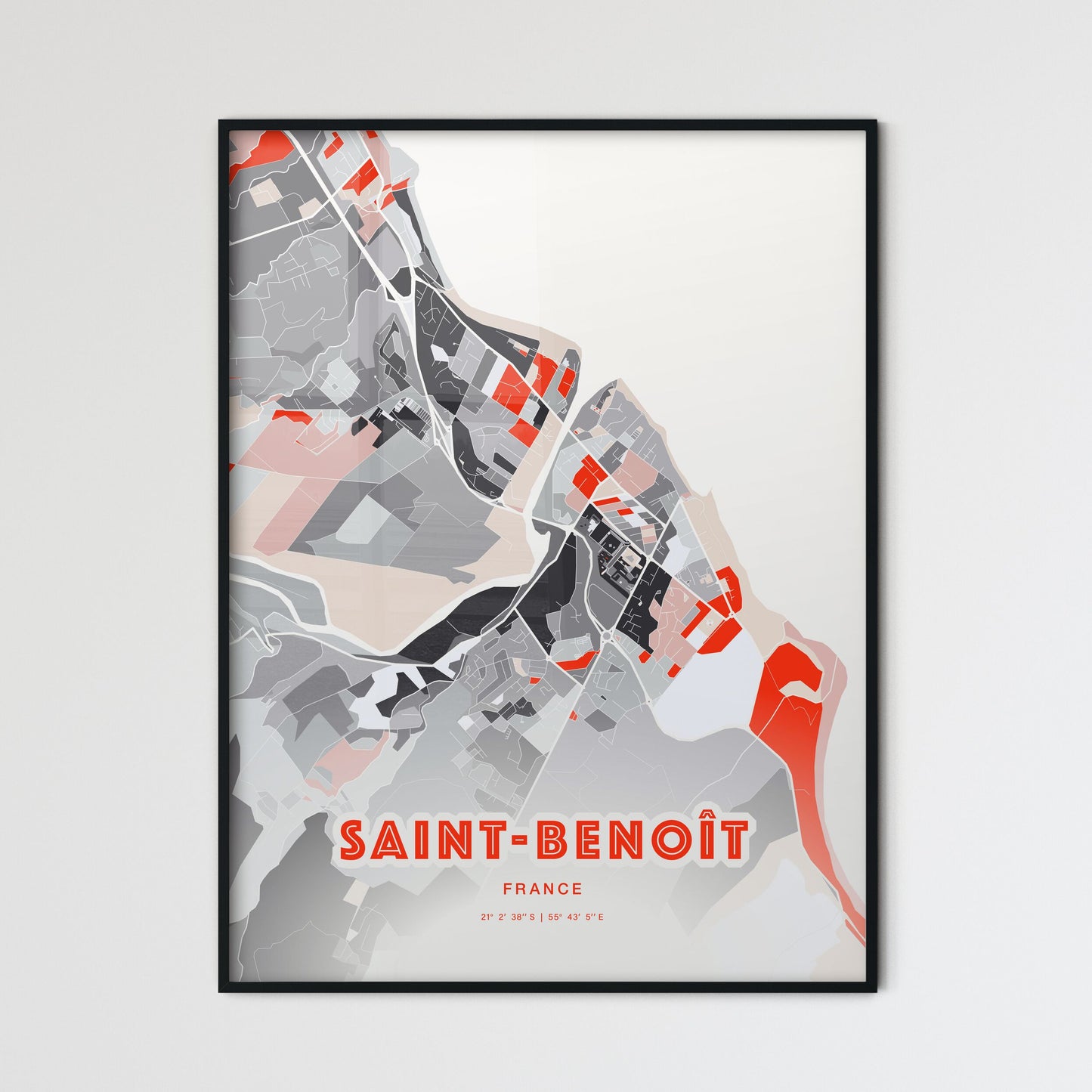 Colorful SAINT-BENOÎT FRANCE Fine Art Map Modern