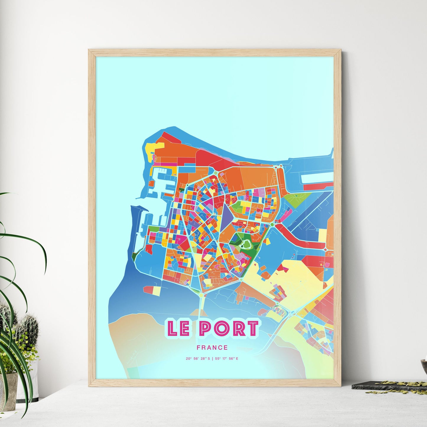 Colorful LE PORT FRANCE Fine Art Map Crazy Colors