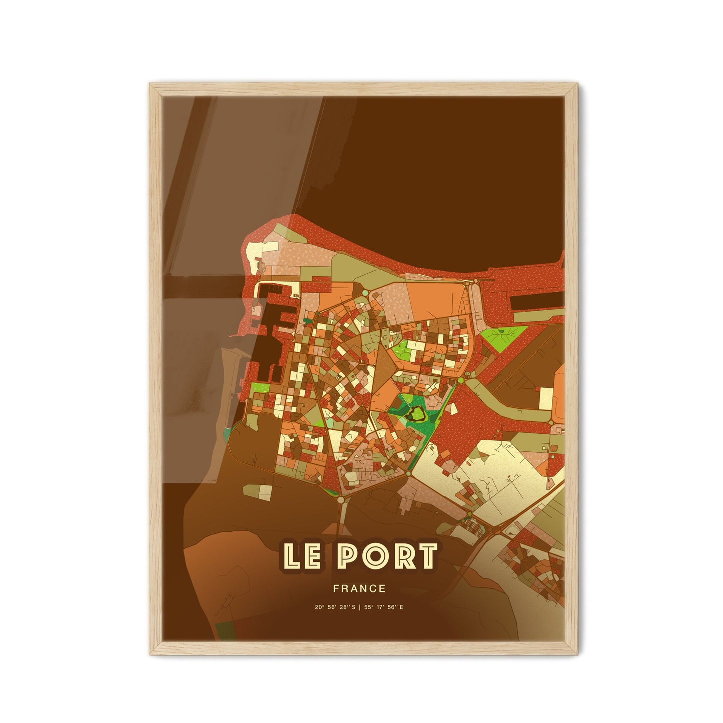 Colorful LE PORT FRANCE Fine Art Map Farmhouse