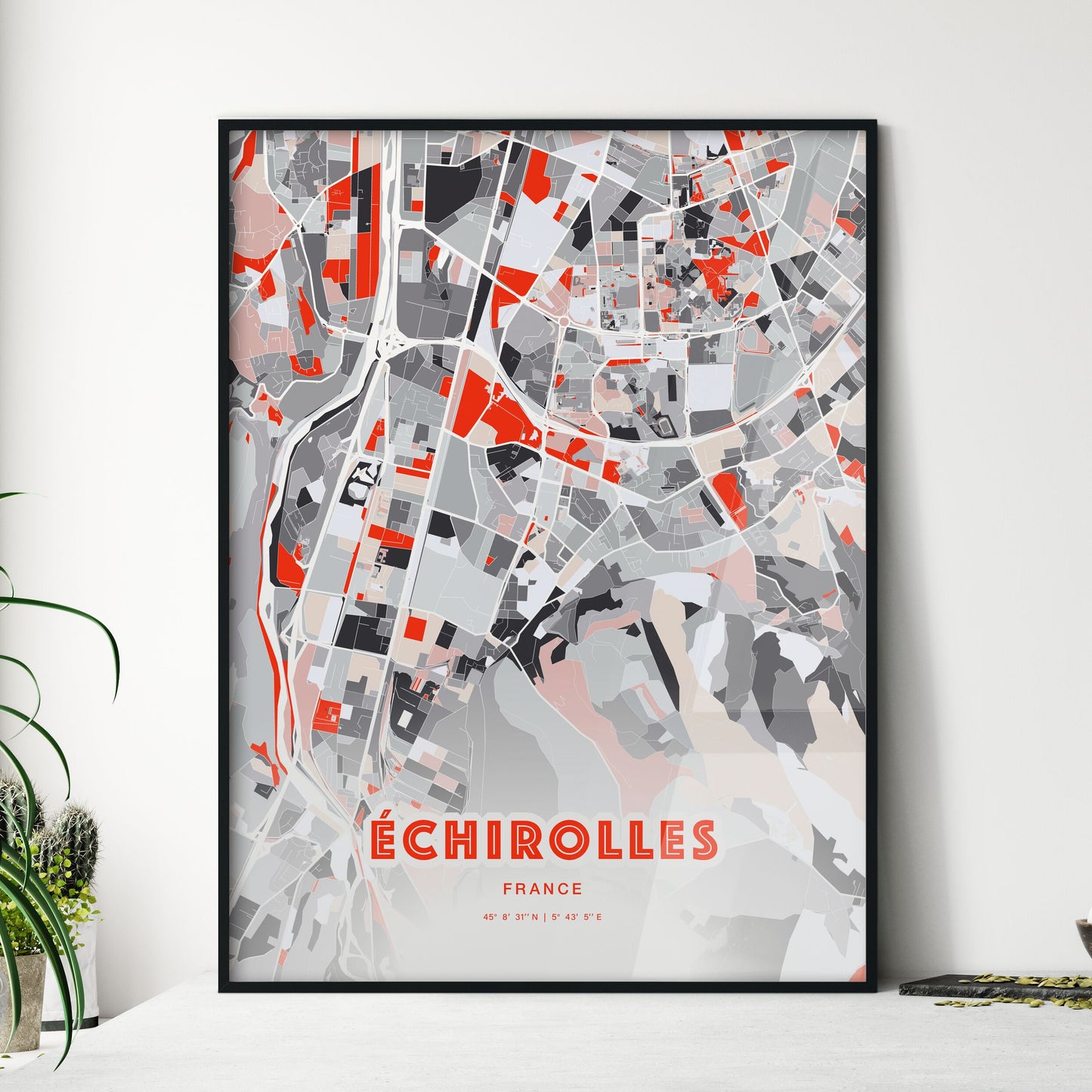 Colorful ÉCHIROLLES FRANCE Fine Art Map Modern