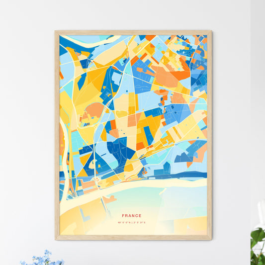 Colorful CONFLANS-SAINTE-HONORINE FRANCE Fine Art Map Blue Orange