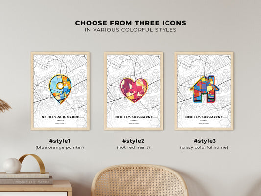 Neuilly-Sur-Marne France maps with colorful icons