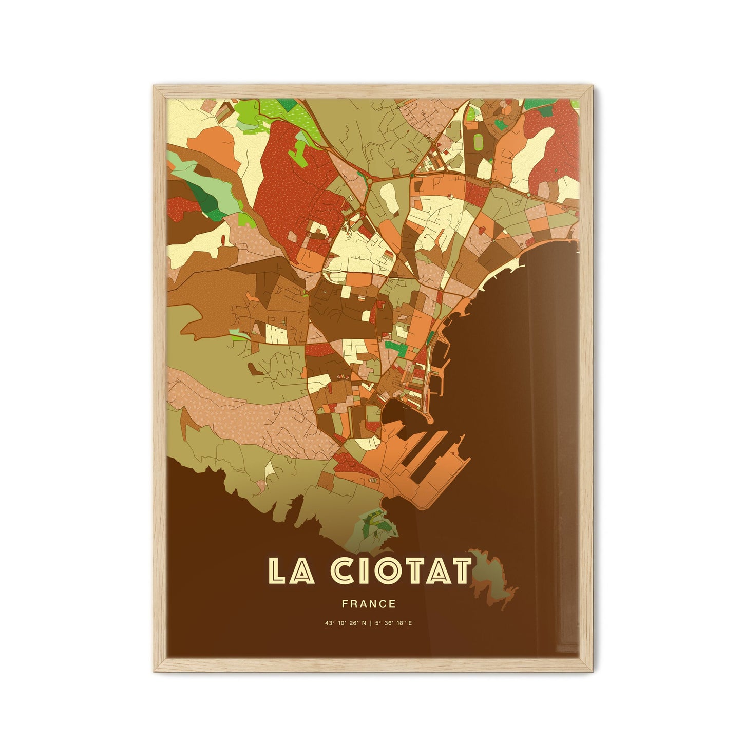 Colorful LA CIOTAT FRANCE Fine Art Map Farmhouse