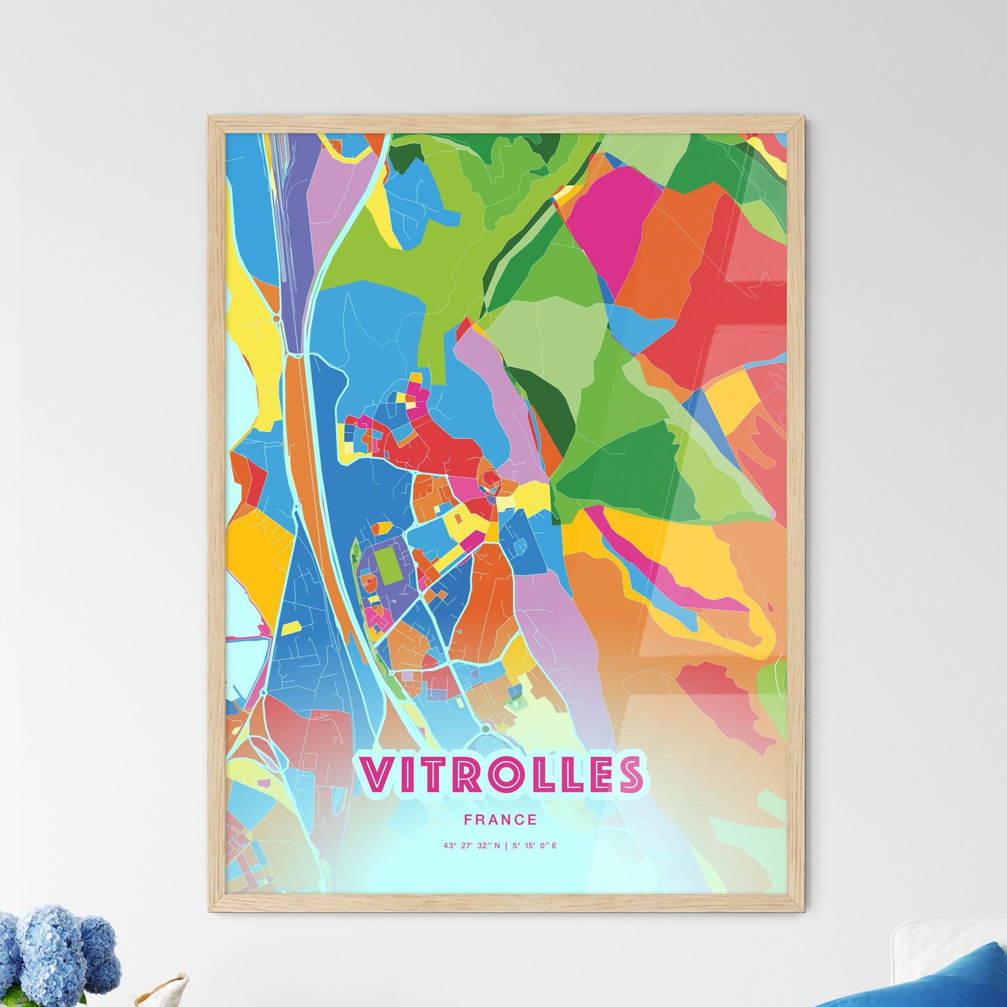 Colorful VITROLLES FRANCE Fine Art Map Crazy Colors