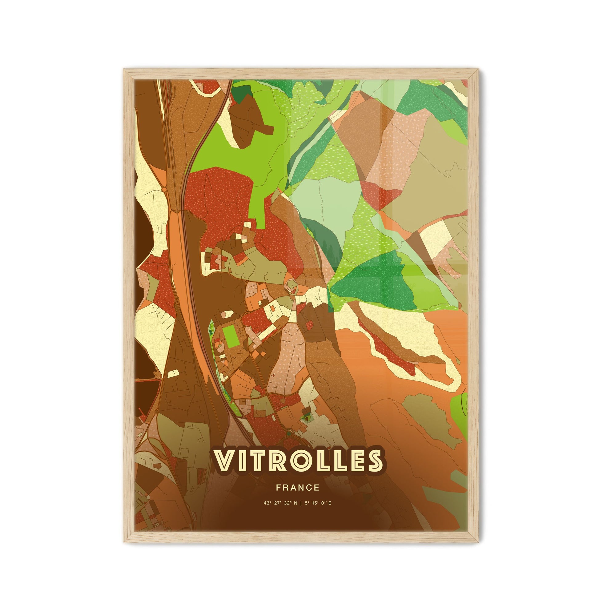 Colorful VITROLLES FRANCE Fine Art Map Farmhouse