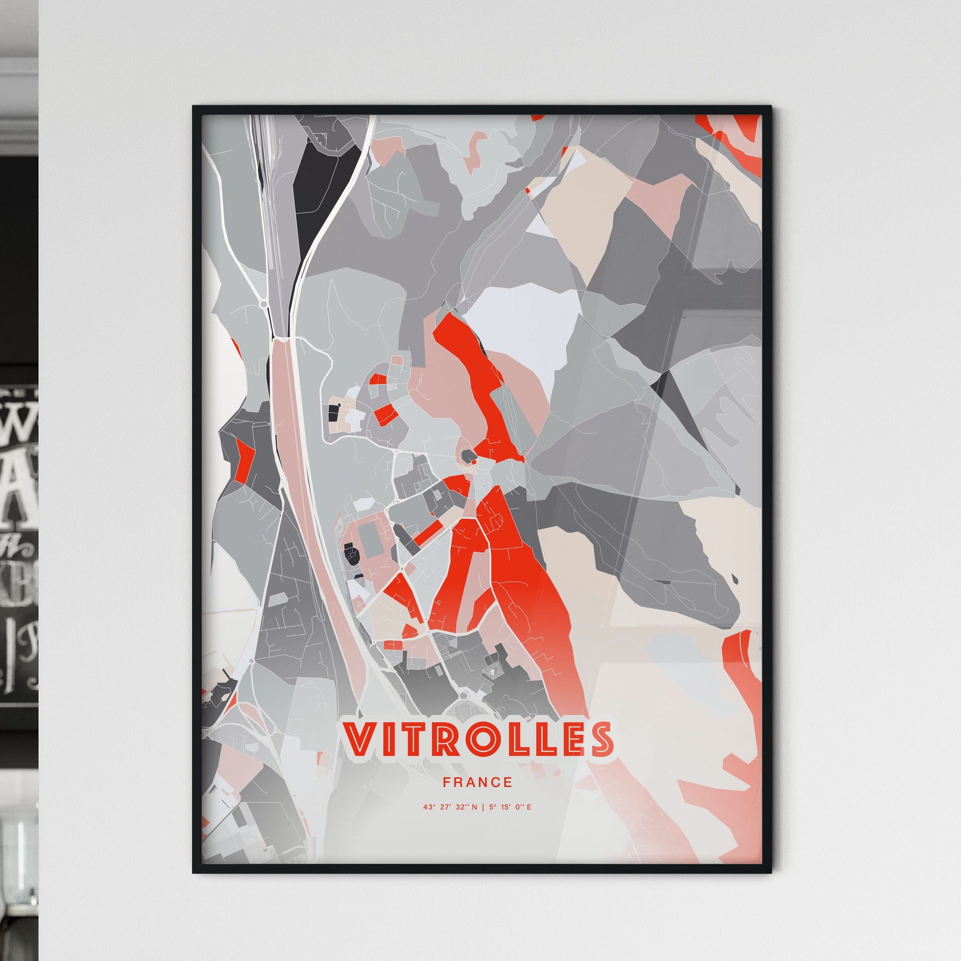 Colorful VITROLLES FRANCE Fine Art Map Modern