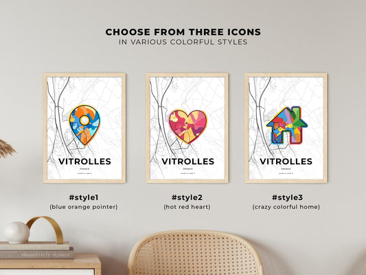 Vitrolles France maps with colorful icons