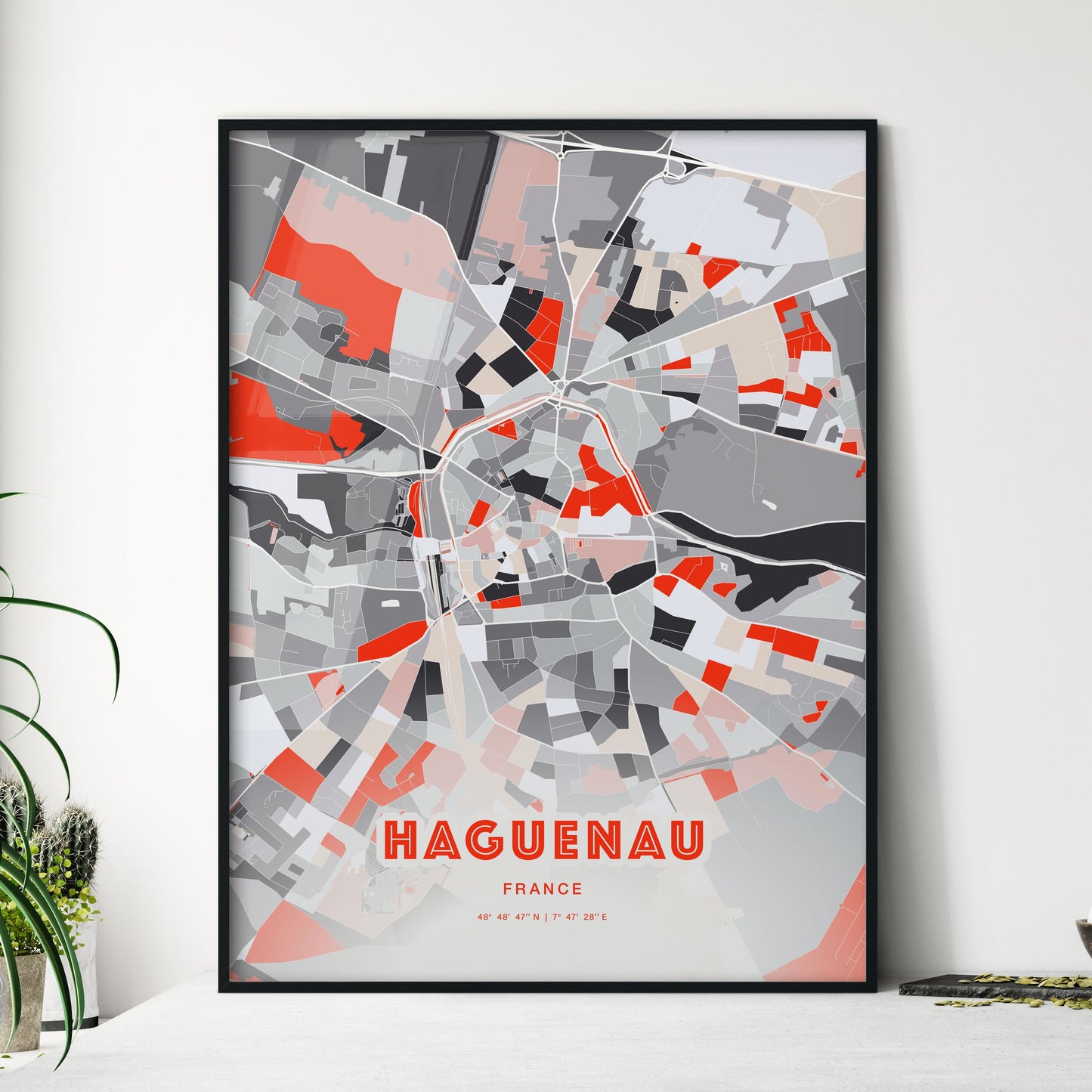 Colorful HAGUENAU FRANCE Fine Art Map Modern