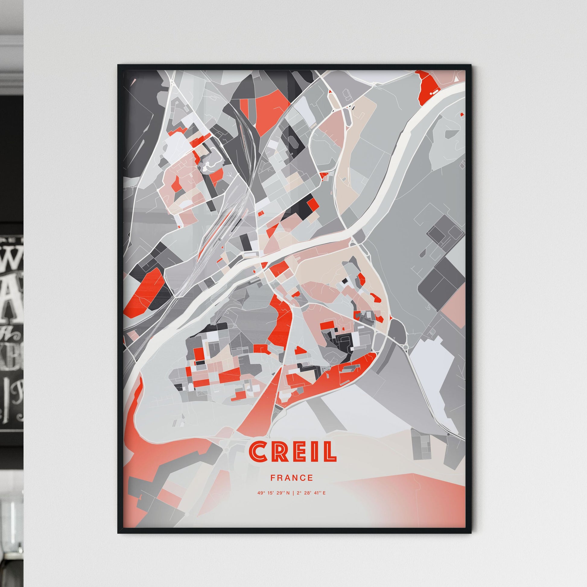 Colorful CREIL FRANCE Fine Art Map Modern