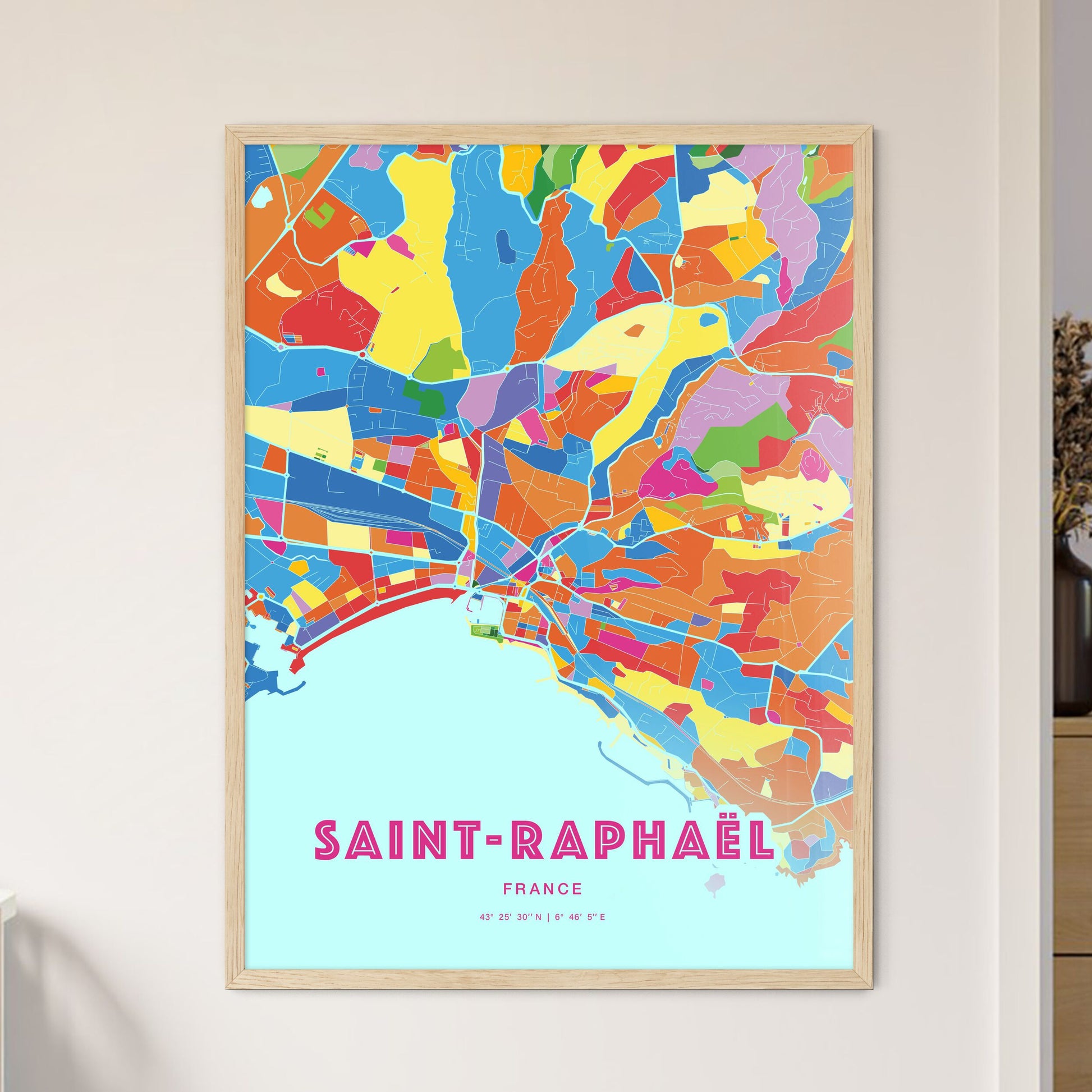 Colorful SAINT-RAPHAËL FRANCE Fine Art Map Crazy Colors