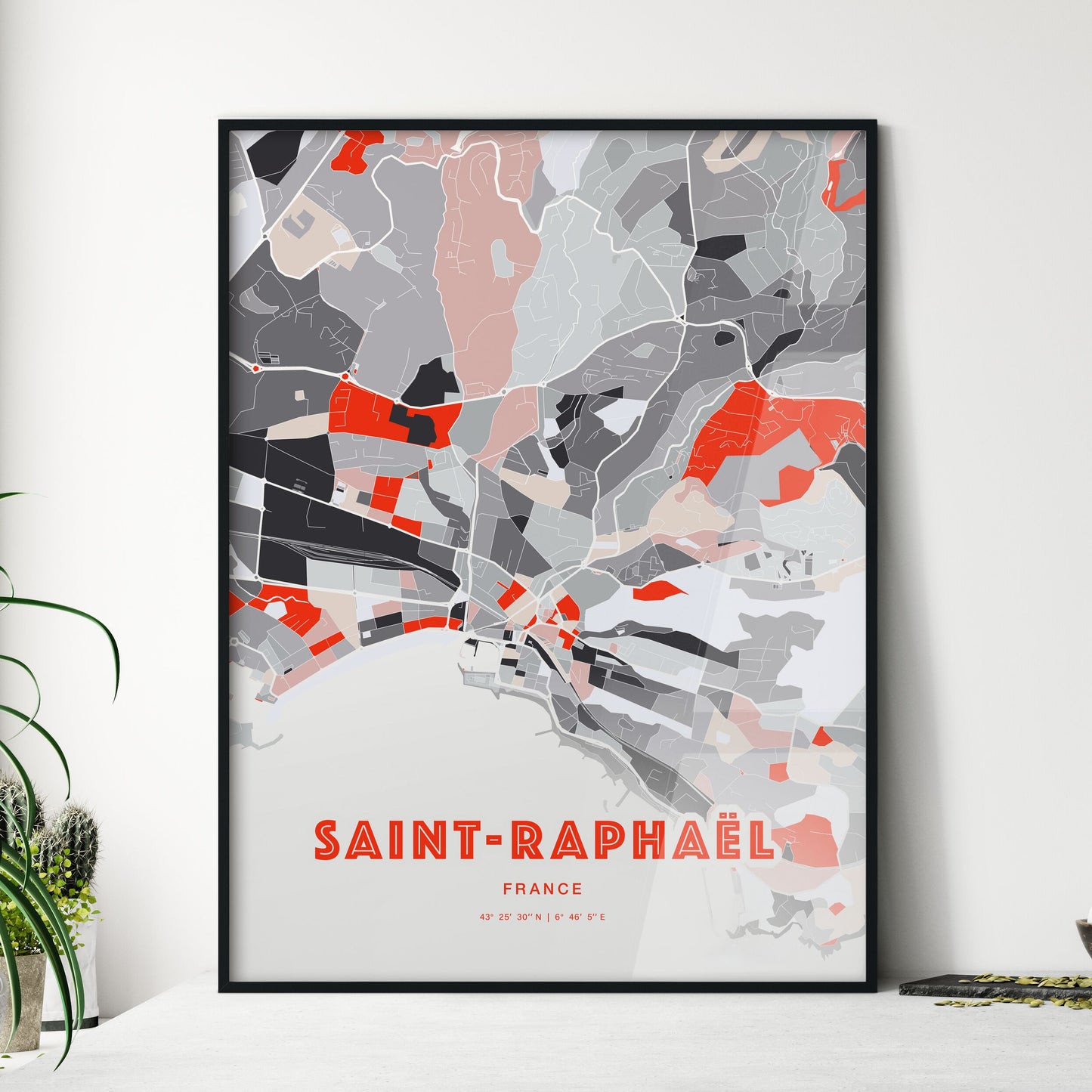 Colorful SAINT-RAPHAËL FRANCE Fine Art Map Modern