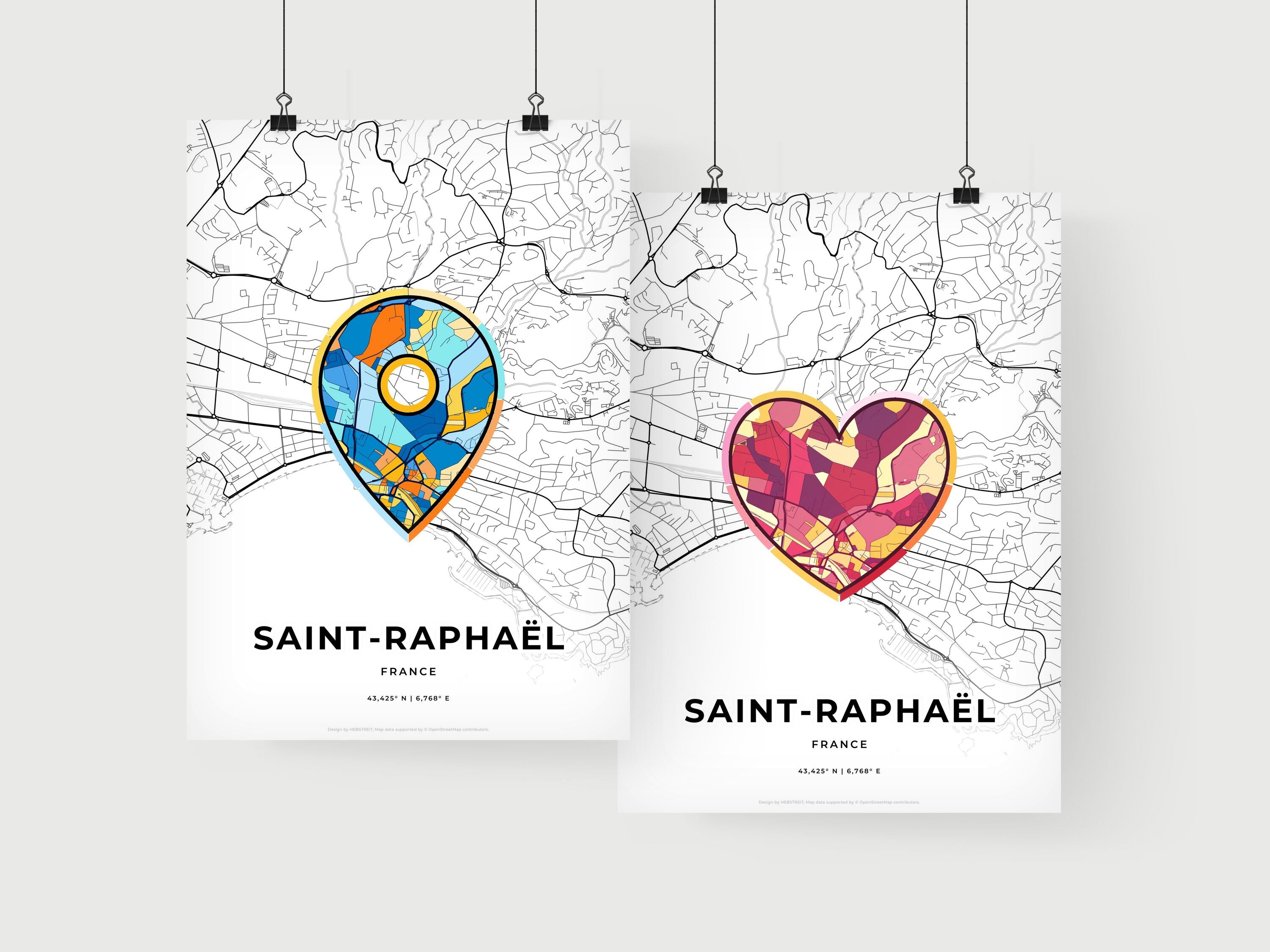 Saint Raphael Maps SAINT-RAPHAËL FRANCE minimal art map with a colorful icon. Creative ...