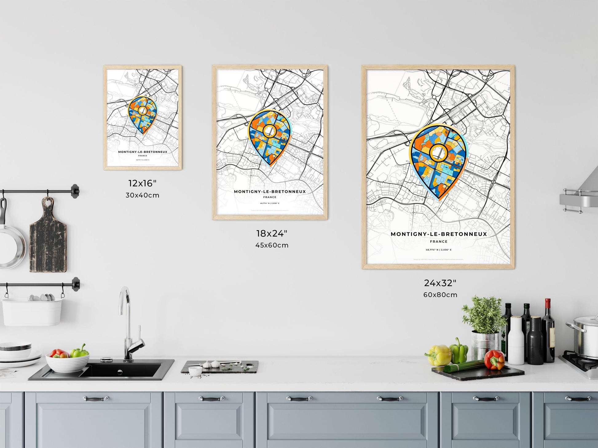 Montigny-Le-Bretonneux France art map size chart