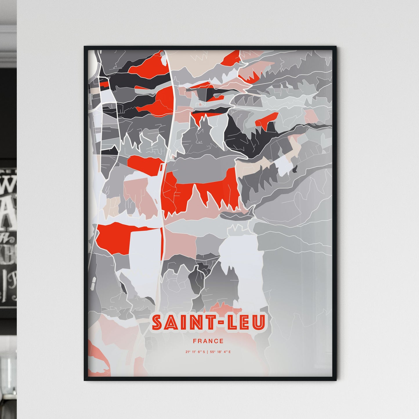 Colorful SAINT-LEU FRANCE Fine Art Map Modern