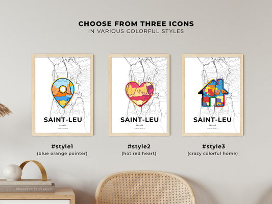 Saint-Leu France maps with colorful icons
