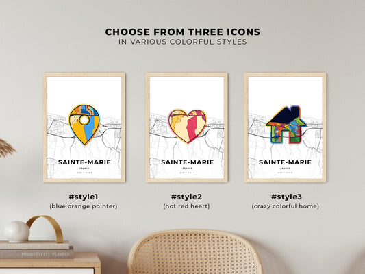 Sainte-Marie France maps with colorful icons