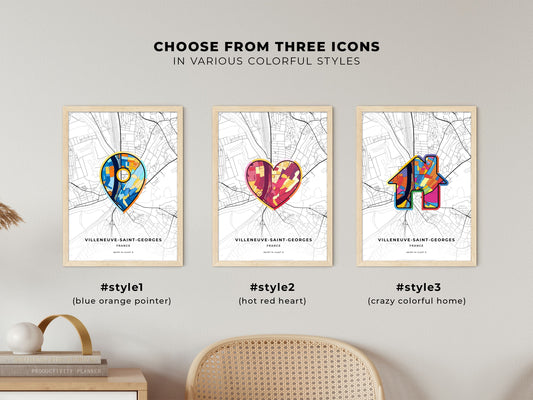 Villeneuve-Saint-Georges France maps with colorful icons