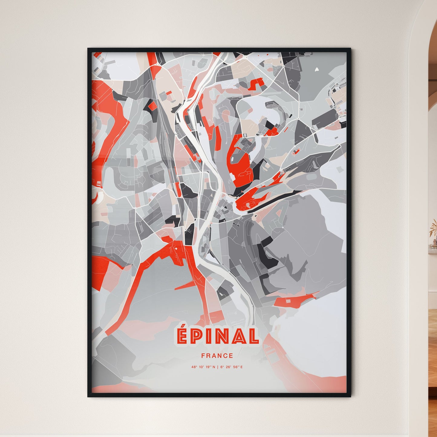 Colorful ÉPINAL FRANCE Fine Art Map Modern