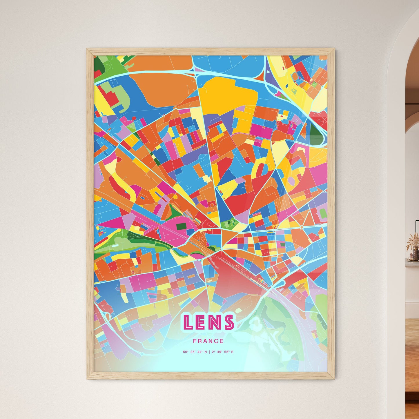 Colorful LENS FRANCE Fine Art Map Crazy Colors