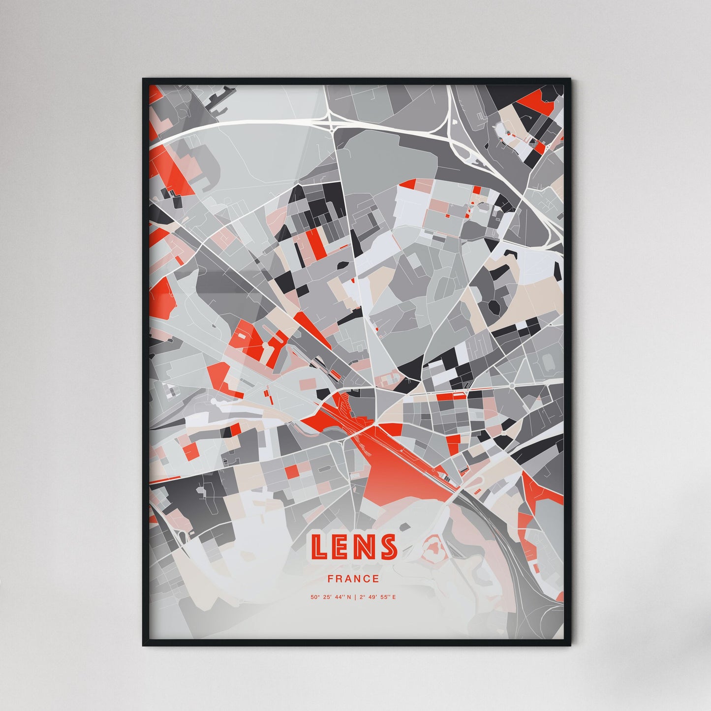 Colorful LENS FRANCE Fine Art Map Modern