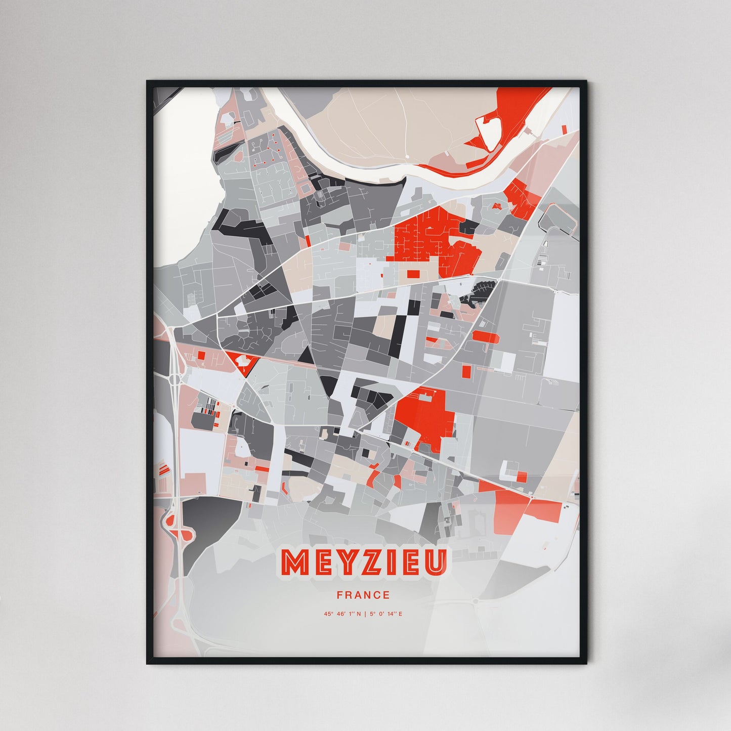 Colorful MEYZIEU FRANCE Fine Art Map Modern