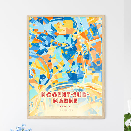 Colorful NOGENT-SUR-MARNE FRANCE Fine Art Map Blue Orange