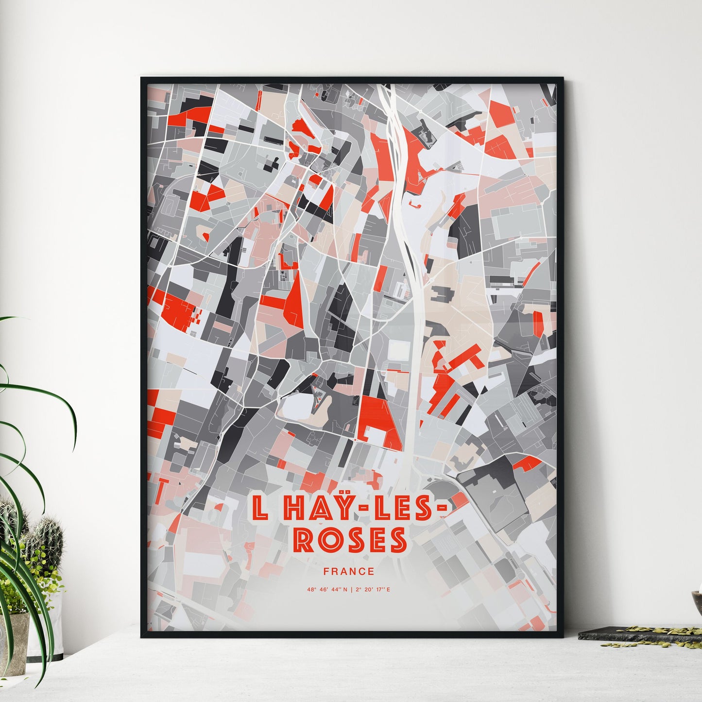 Colorful L HAŸ-LES-ROSES FRANCE Fine Art Map Modern