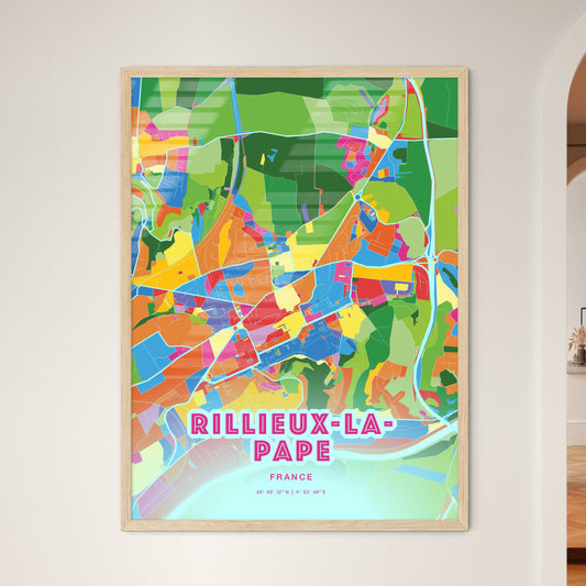 Colorful RILLIEUX-LA-PAPE FRANCE Fine Art Map Crazy Colors