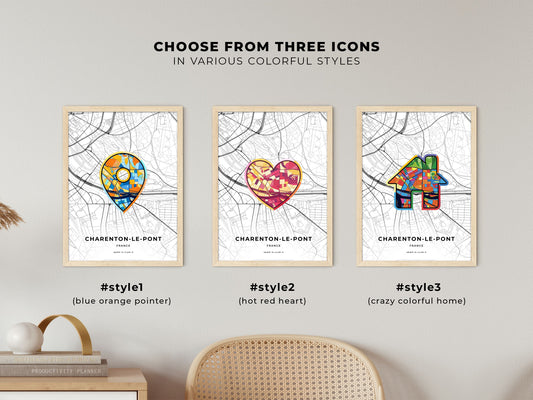 Charenton-Le-Pont France maps with colorful icons