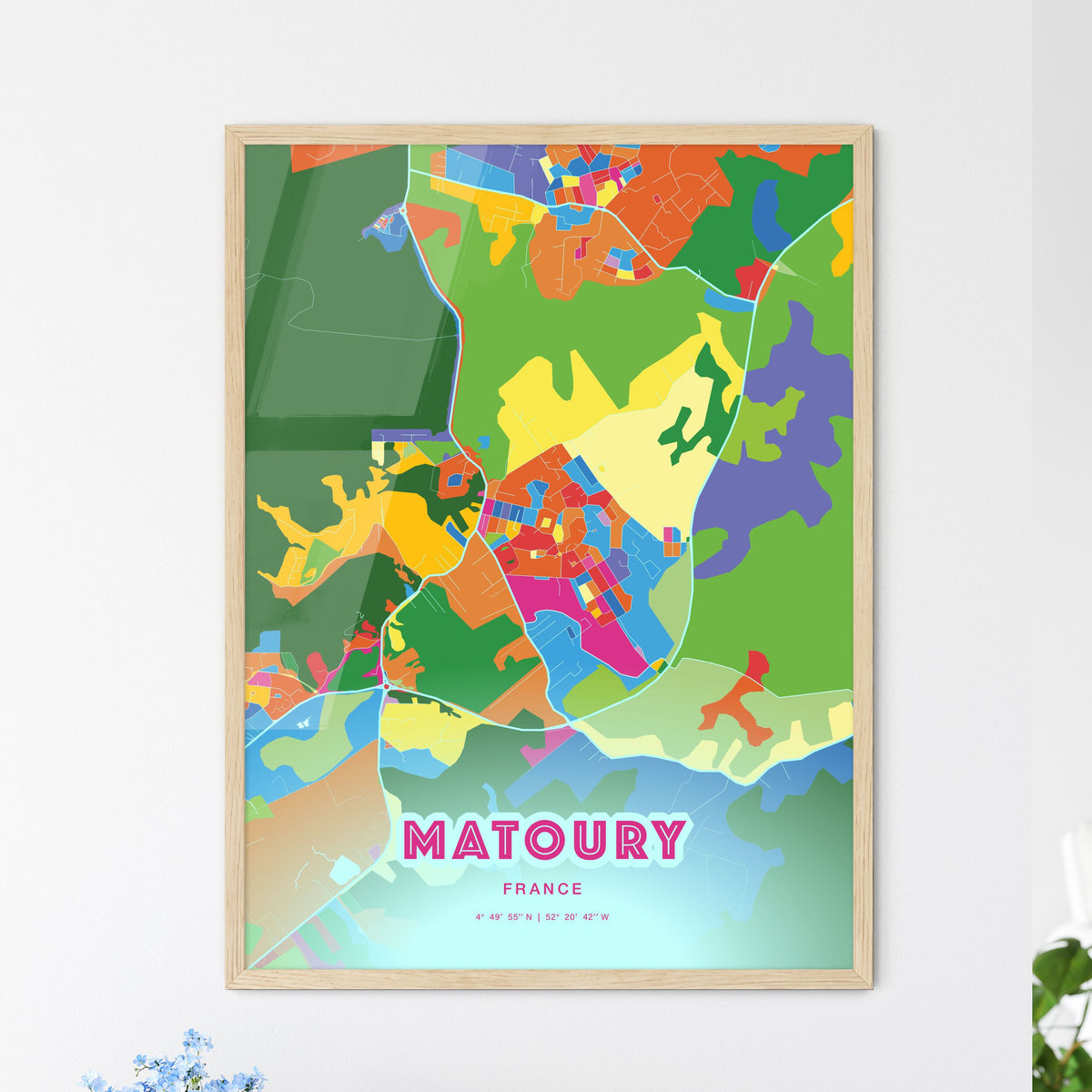 Colorful MATOURY FRANCE Fine Art Map Crazy Colors