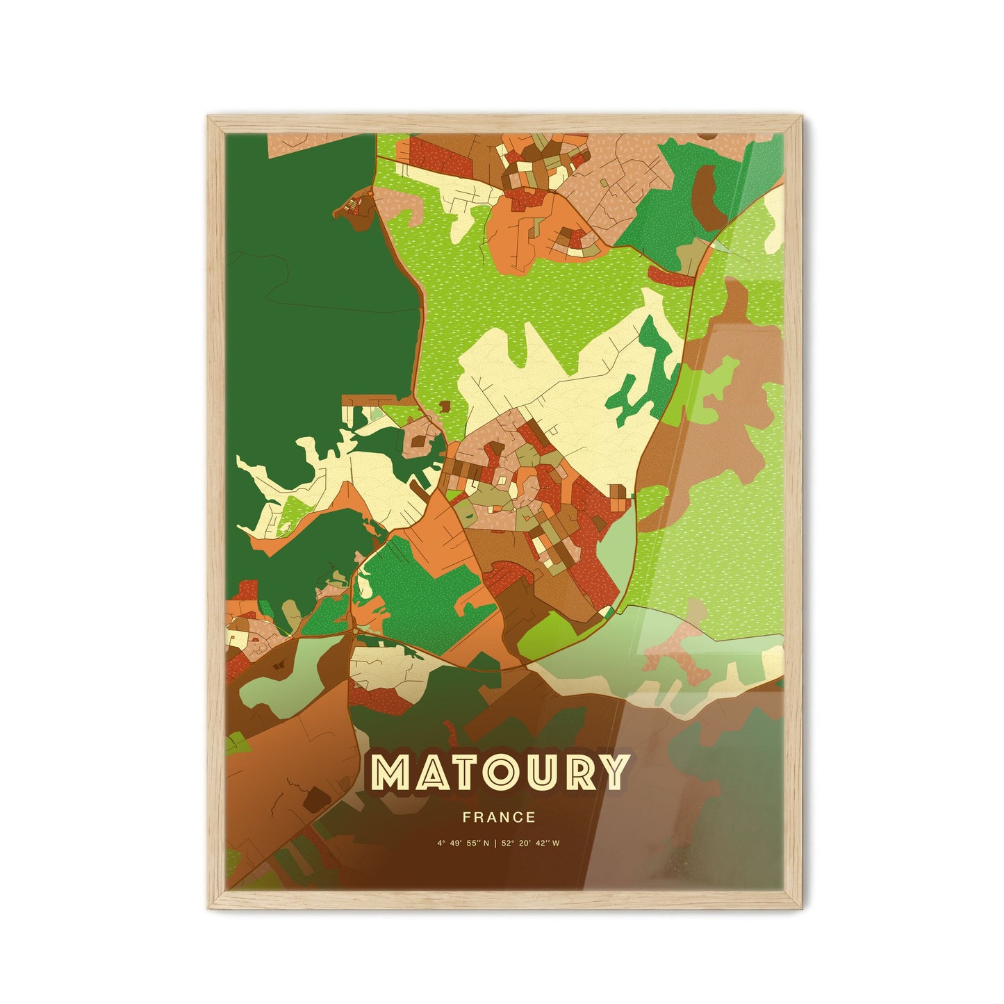 Colorful MATOURY FRANCE Fine Art Map Farmhouse