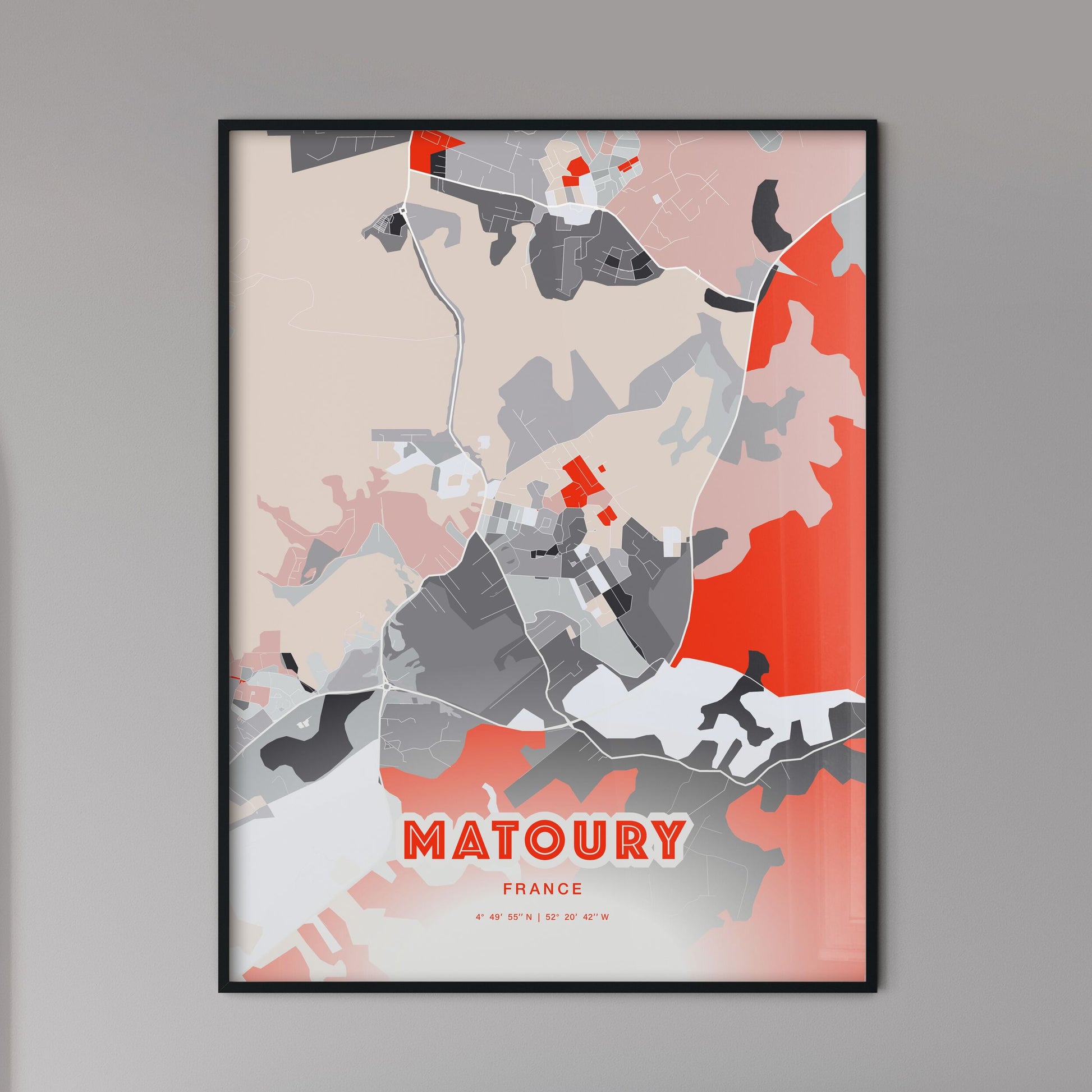 Colorful MATOURY FRANCE Fine Art Map Modern