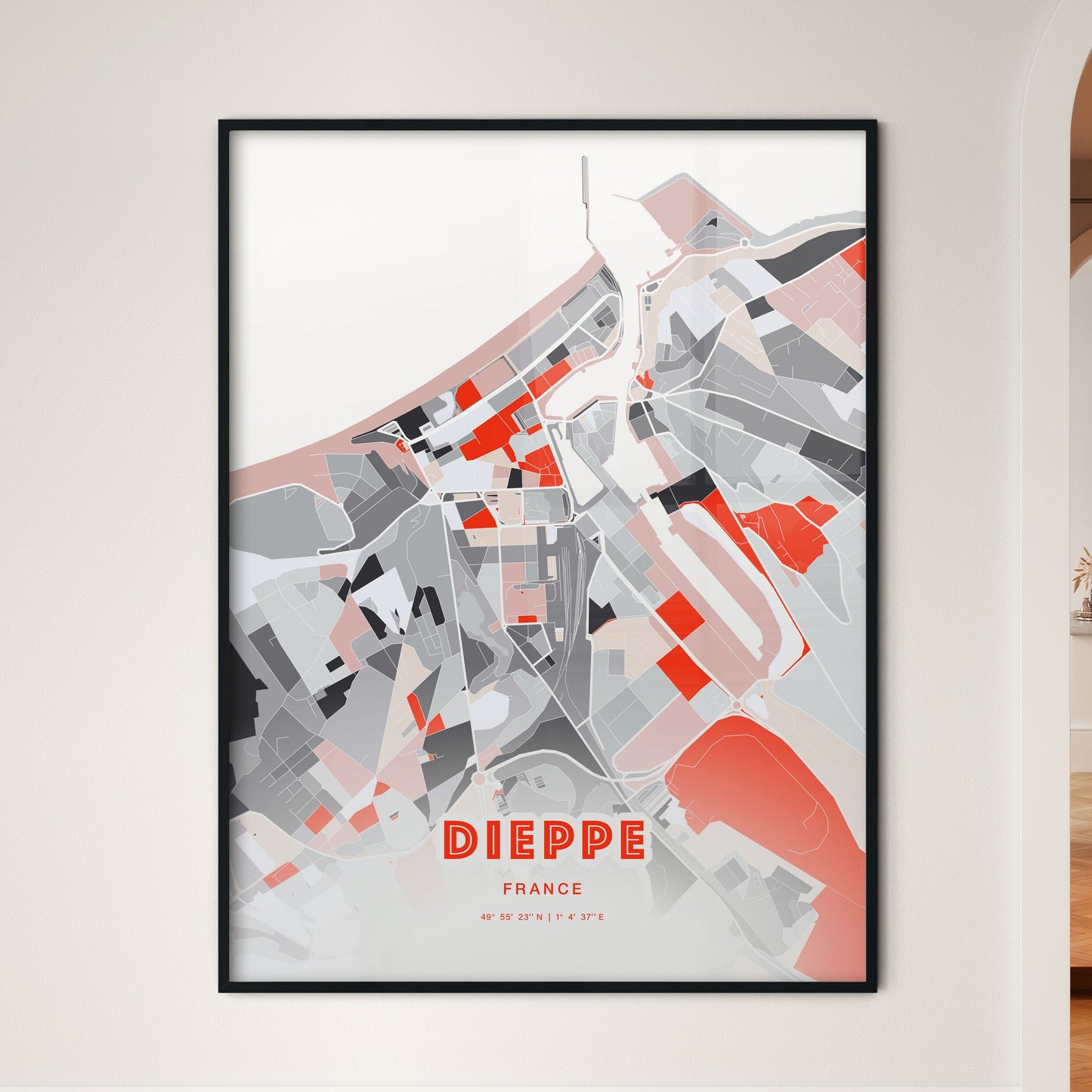 Colorful DIEPPE FRANCE Fine Art Map Modern