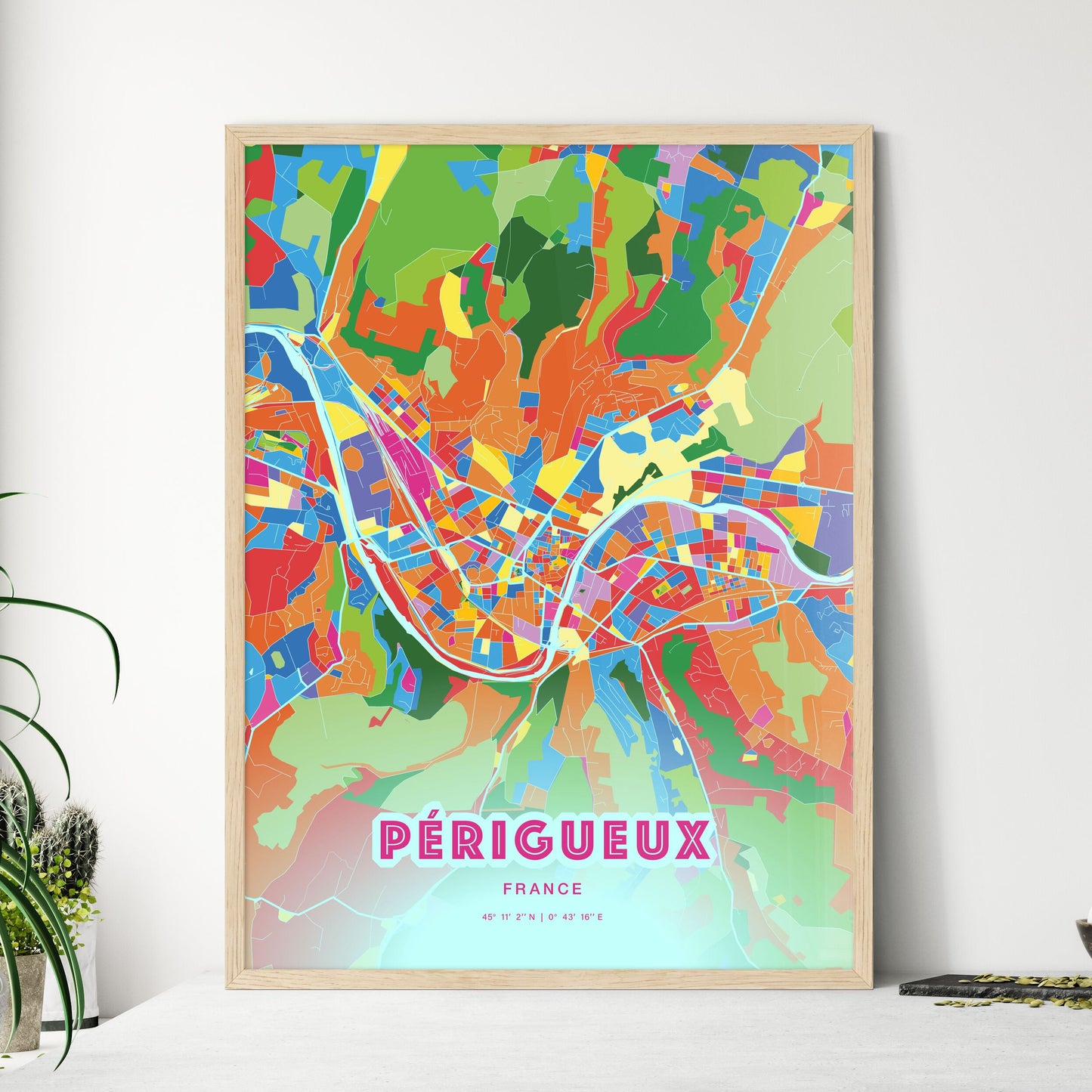 Colorful PÉRIGUEUX FRANCE Fine Art Map Crazy Colors