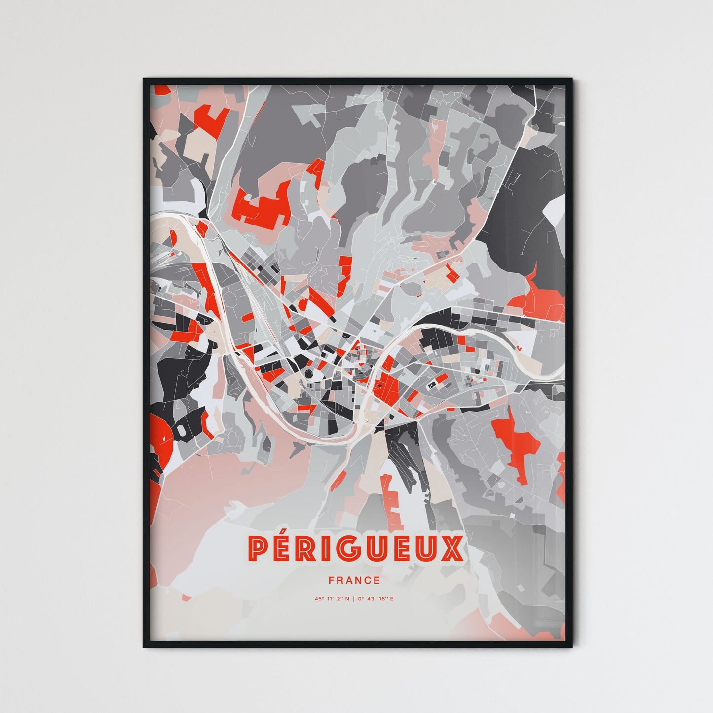 Colorful PÉRIGUEUX FRANCE Fine Art Map Modern