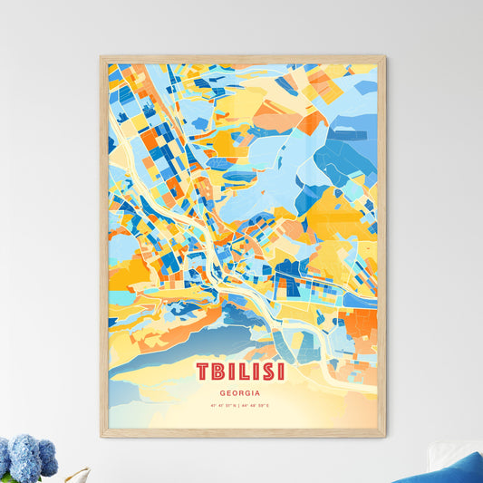 Colorful Tbilisi Georgia Fine Art Map Blue Orange