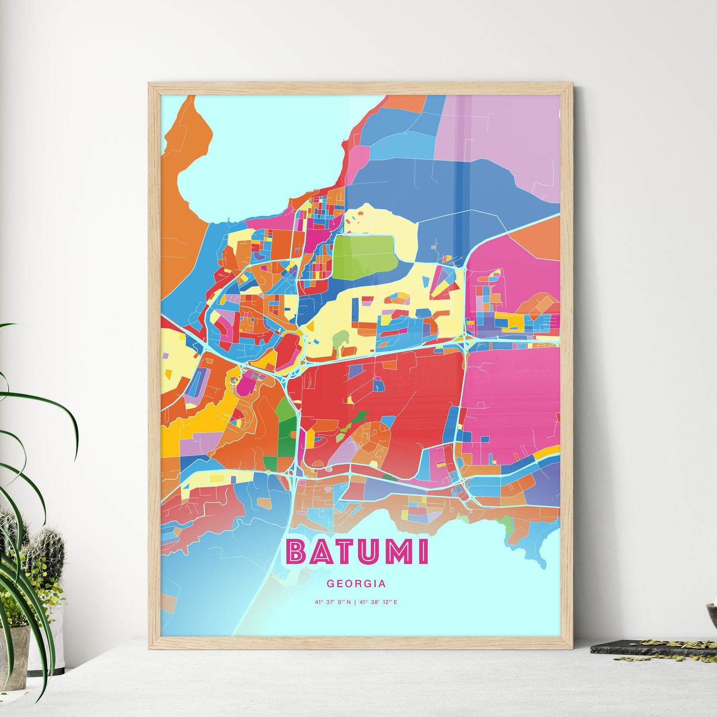 Colorful BATUMI GEORGIA Fine Art Map Crazy Colors