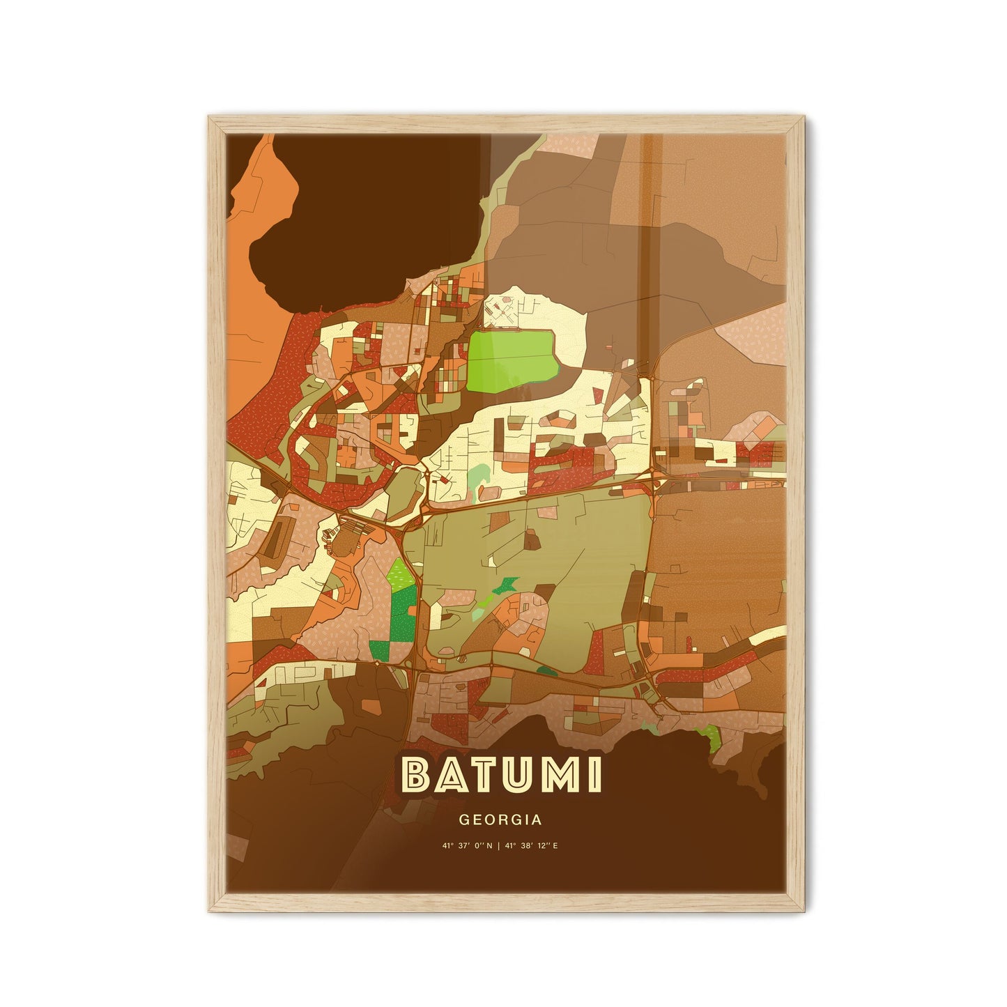 Colorful BATUMI GEORGIA Fine Art Map Farmhouse