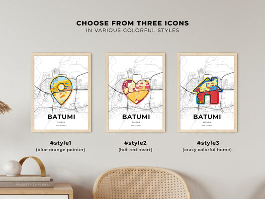 Batumi Georgia maps with colorful icons