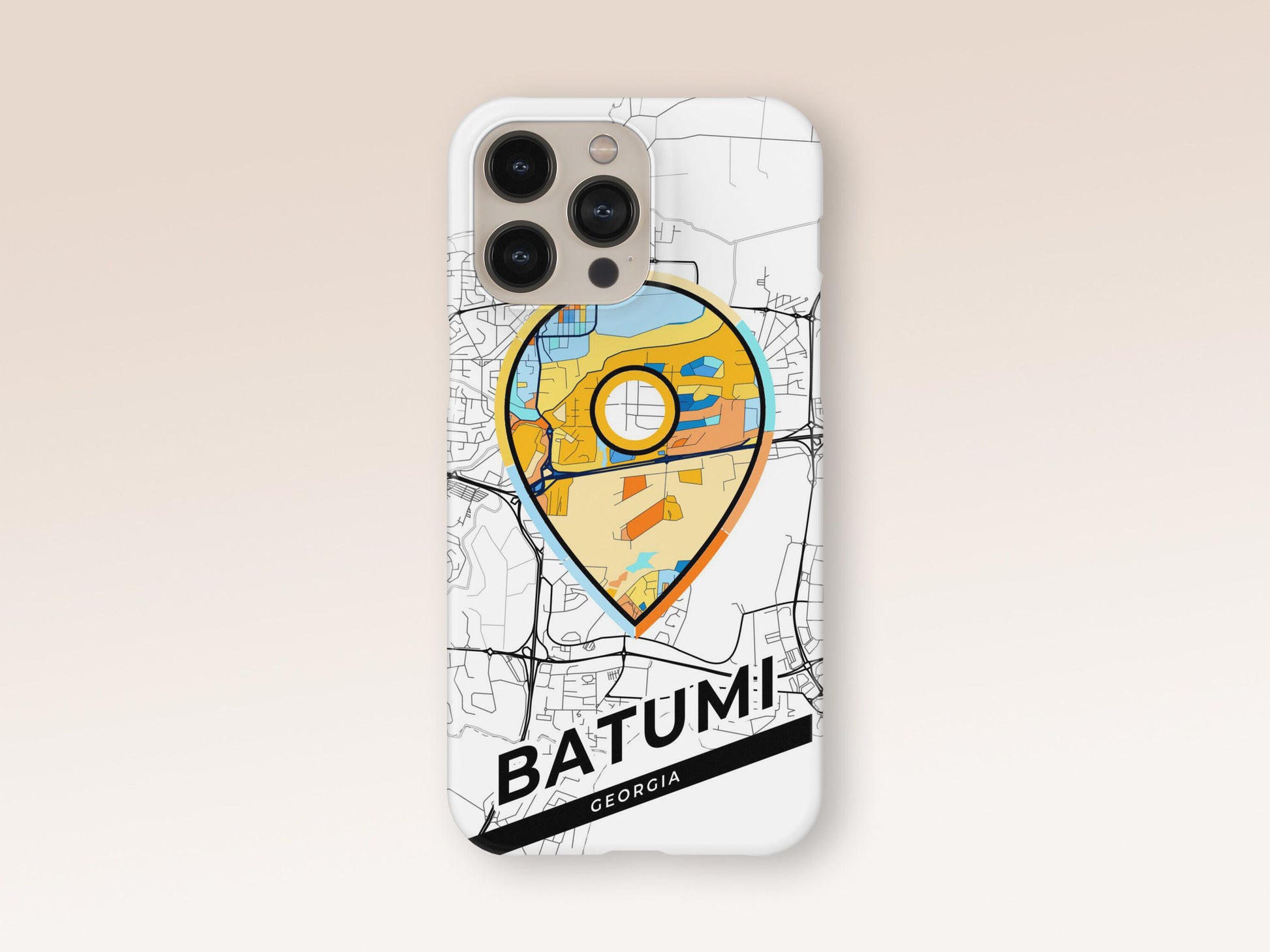 Batumi Georgia slim phone case with colorful icon. Birthday, wedding or housewarming gift. Couple match cases. 1