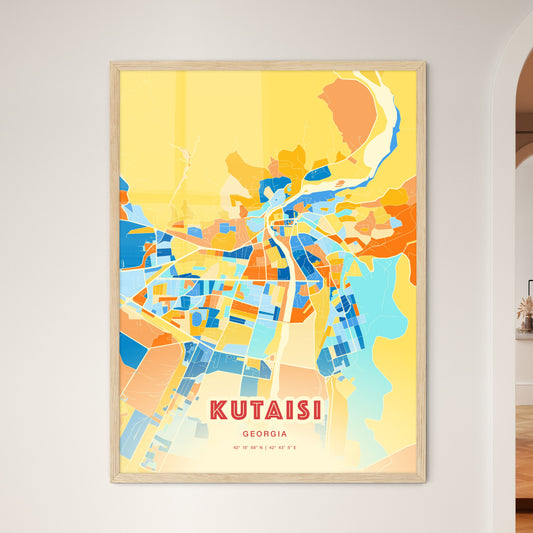 Colorful KUTAISI GEORGIA Fine Art Map Blue Orange