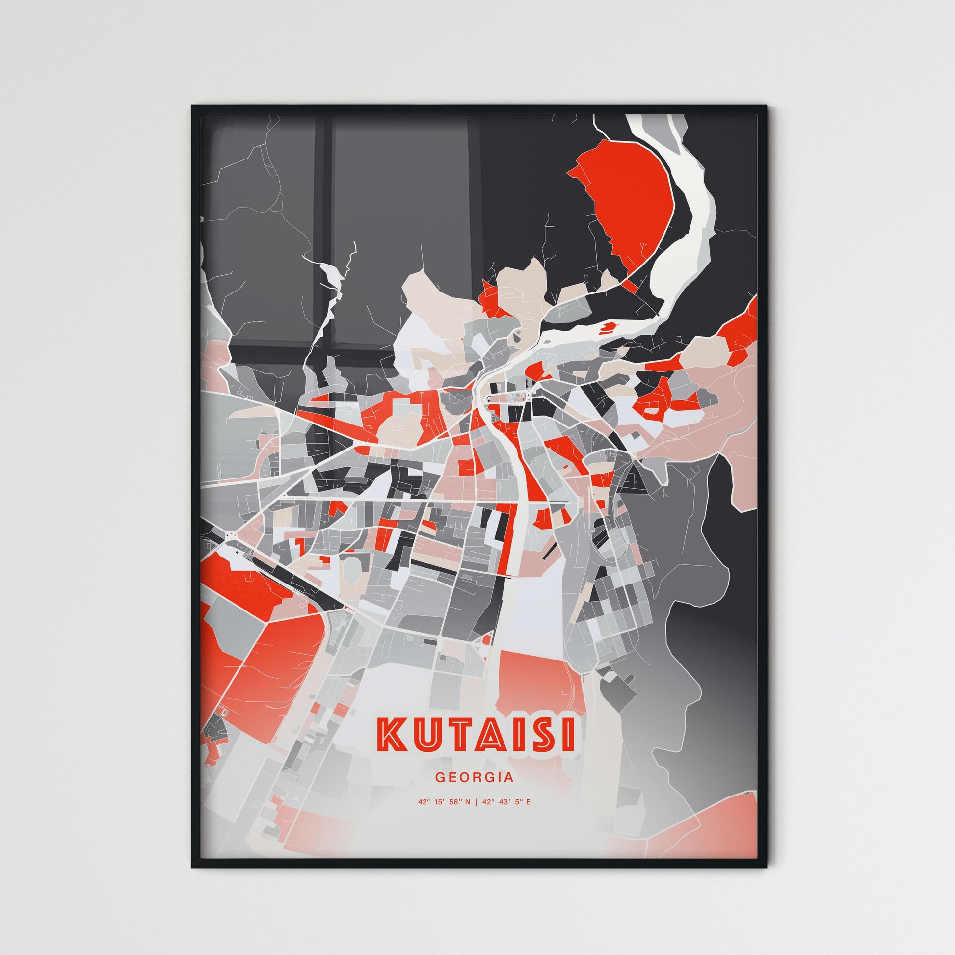 Colorful KUTAISI GEORGIA Fine Art Map Modern